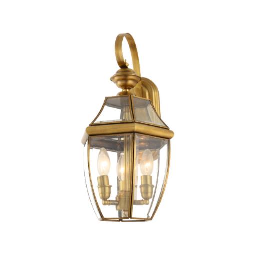 Outdoor Polished Brass Fins Brass Wall Lantern met Heldere Beveled Glass