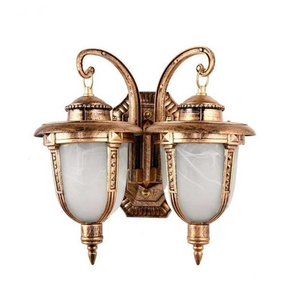 Retro-brons dubbelhoofd buitenwandlamp, waterdichte wandlamp, veranda-lamp, buitentafellamp
